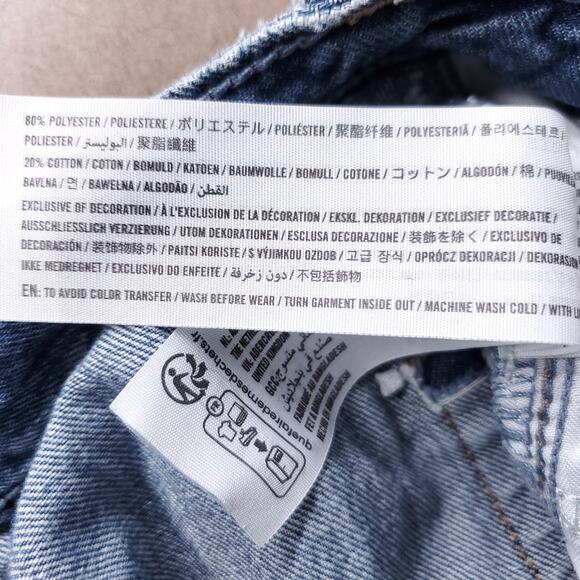 Hollister Ultra High Rise Baggy Jeans Straight Leg Distressed Women 23S Md Blue - Picture 12 of 13